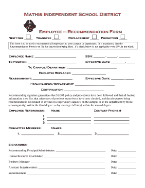 Employee Recommendation Form