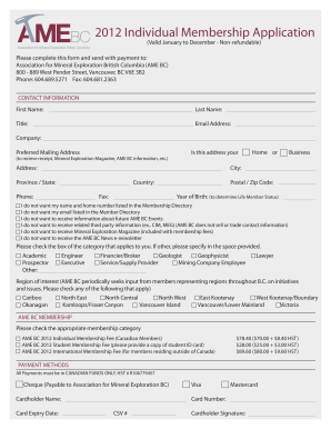 2012 Individual Membership Application