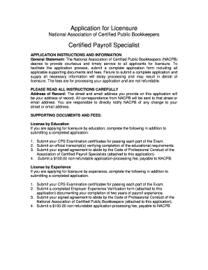 Certified Payroll Specialist Application