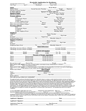 Brookside Application for Residence