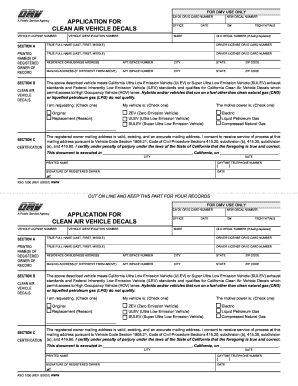 California Clean Air Vehicle Decal Application