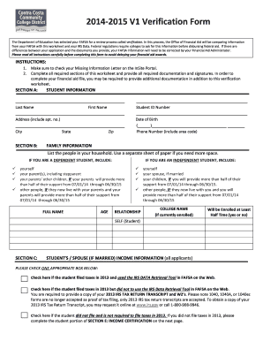 2014-2015 Verification Form