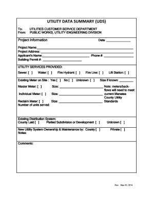 Utility Data Summary Form