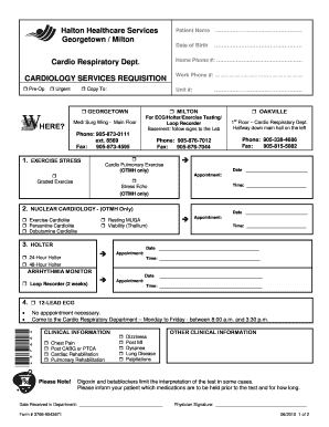 Cardiology Services Requisition Form