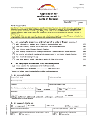 Application for Residence Permit to Settle in Sweden