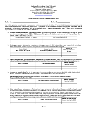 Verification of Other Untaxed Income for 2015