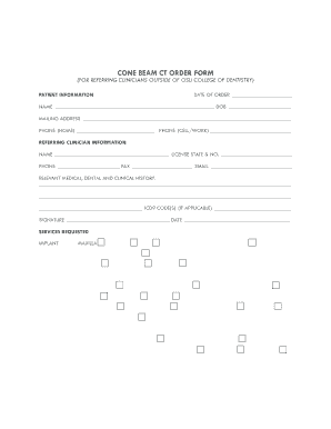 Cone Beam CT Order Form