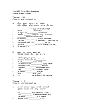1000 Word Little Language Vocabulary Practice