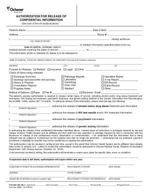 Authorization for Release of Confidential Information