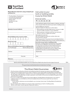 Royal Bank of Scotland Direct Debit Instruction Form