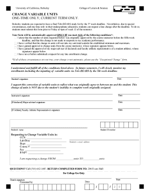 UC Berkeley Change Variable Units Form