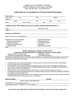 Authorization for Use and Disclosure of Protected Health Information