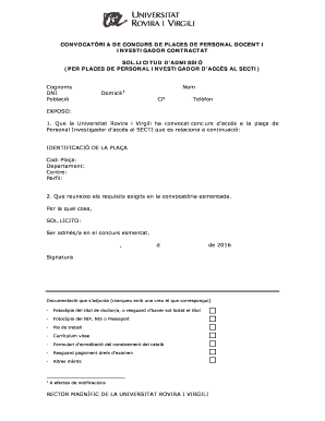 CONVOCATORIA DE CONCURS DE PLACES DE PERSONAL DOCENT I