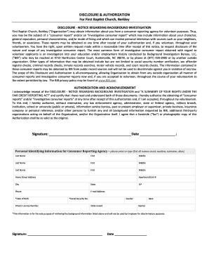 Background Investigation Authorization Form