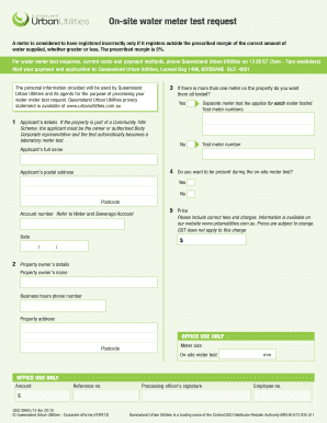 On-Site Water Meter Test Request