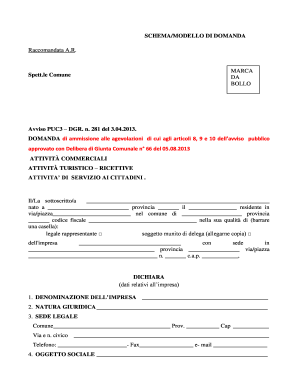 Modello di Domanda di Ammissione alle Agevolazioni