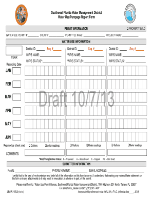 Southwest Florida Water Use Pumpage Report Form