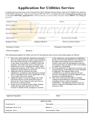 Application for Utilities Service