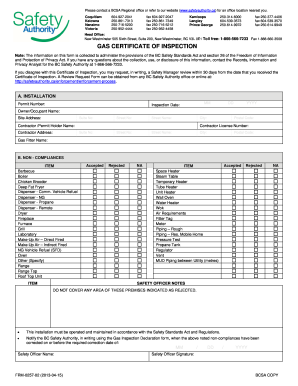 BC Gas Certificate of Inspection