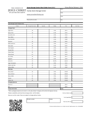 Home Storage Center Short Order Form