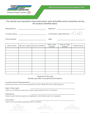 CBM Disconnect/Retirement Request Form