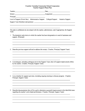 Teacher Support Phase Plan