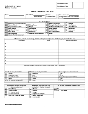 Diabetes Education Patient Form