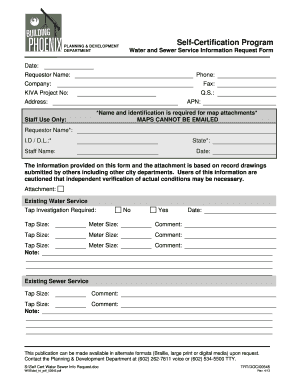 Water and Sewer Service Information Request Form