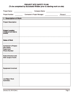 Project Site Safety Plan