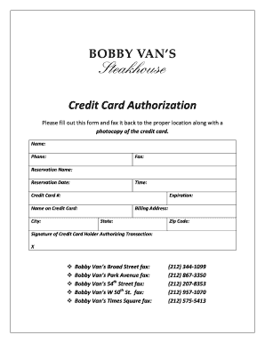 Credit Card Authorization Form