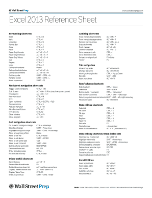 Fillable Online Excel 2013 Reference Sheet Fax Email Print - pdfFiller