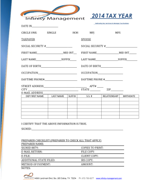 2014 Tax Year Form