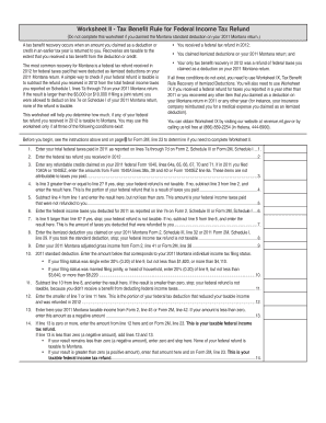 Montana Tax Benefit Recovery Worksheet