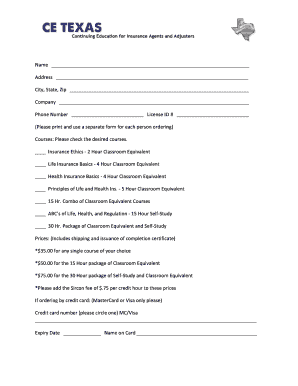 Insurance Course Registration Form