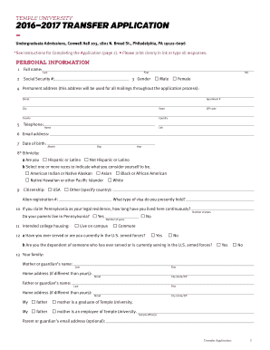 Temple University Transfer Application