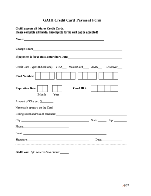 GAHI Credit Card Payment Form