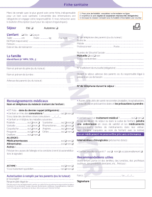 Fiche sanitaire