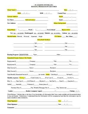 Housing Program Intake Form