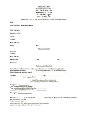 Real Estate Referral Form