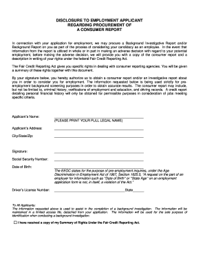 Employment Background Check Disclosure