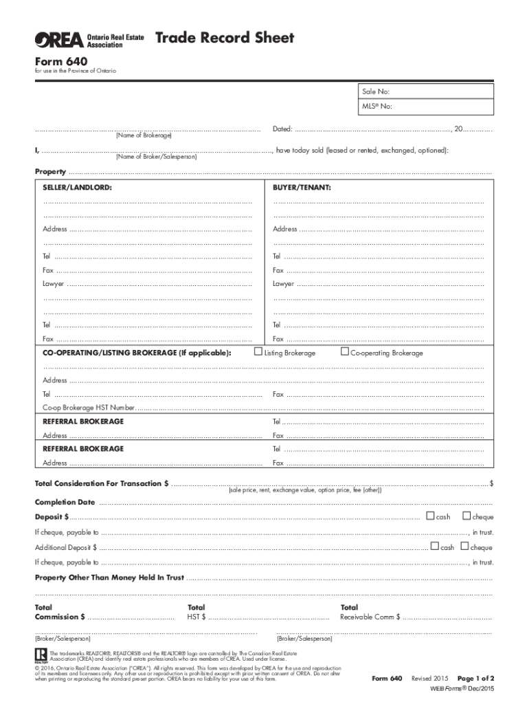 trade record sheet Preview on Page 1