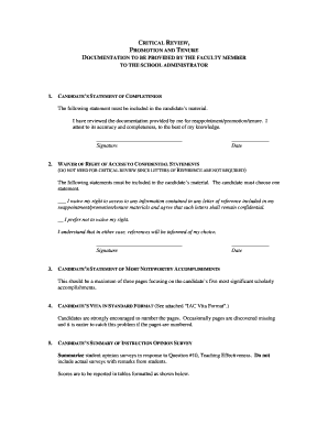 Faculty Promotion and Tenure Documentation