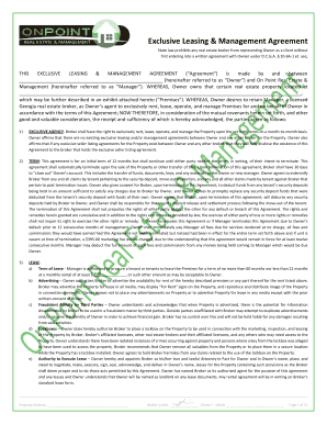 Exclusive Leasing & Management Agreement