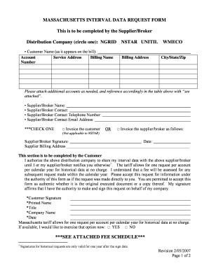 Massachusetts Interval Data Request Form