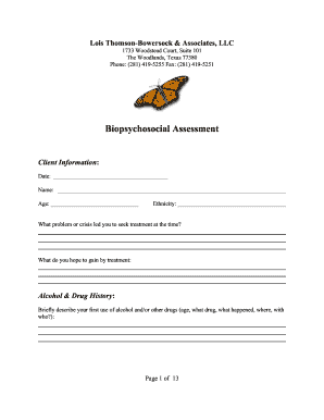 Biopsychosocial Assessment Form