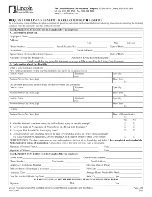 Request for Living Benefit Accelerated Death Benefit Form