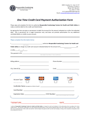 One Time Credit Card Payment Authorization Form