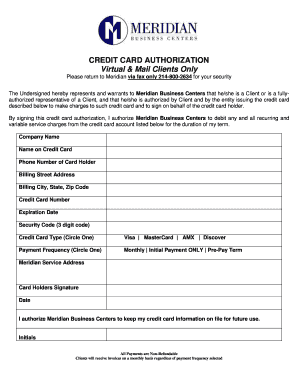 Credit Card Authorization Form