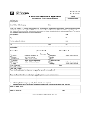 Contractor Registration Application