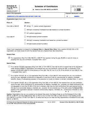Schedule B Form 990 Contributor Information